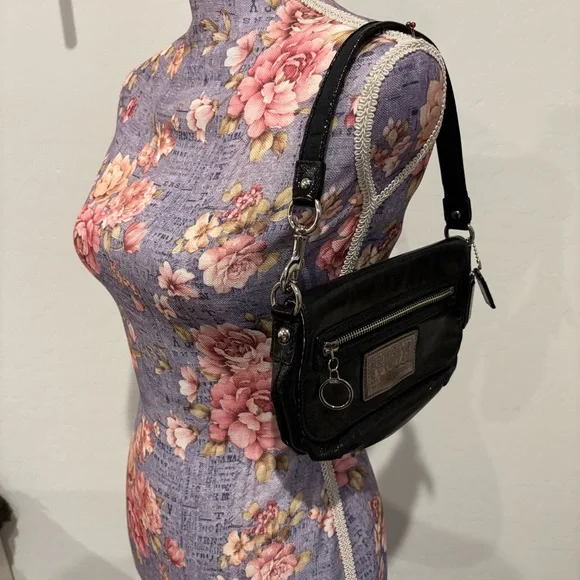 Coach poppy glossy liquid leather top handle mini pouch shoulder bag - Picture 1 of 16